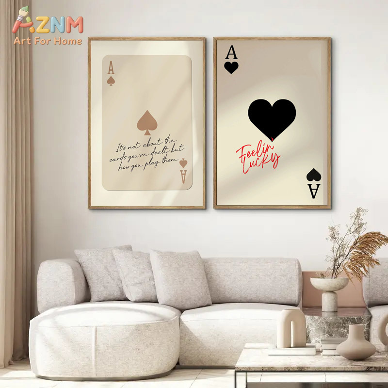 Themed Playing Card - لوحة جدارية قماشية AZNM بتصميم آس